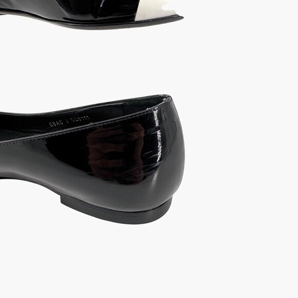 Chanel Cap Toe CC Ballet Flats Size 38.5 US 7.5-8 Black Patent Two Tone Shoes - Picture 12 of 16